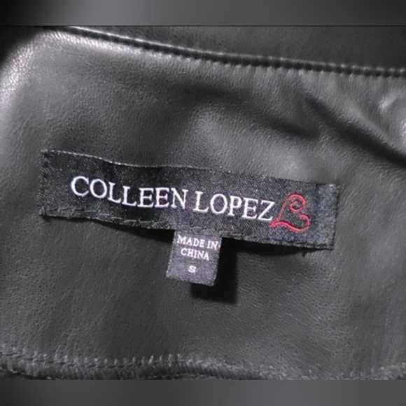 Colleen Lopez Sequin Sleeve Faux Leather Bomber Jacket Coat Small Black - Picture 7 of 9